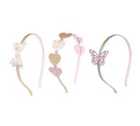 OFFIGAM 3pcs Adorable Girl Hair Hoops with Heart Shape Sequin Design, Fit the Head Well and Will Not Slip, for Birthdays and DIY Hairstyle