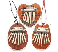 OFFIGAM 3pcs Beginner Friendly Mini Kalimba Portable Wooden Thumb Piano Cat Heart Oval Shape