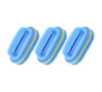 OFFIGAM 3pcs Blue Handle Sponge Brushes for Bathroom and Kitchen Cleaning, Tile and Bathtub Scrubber Sponges with Comfortable Grip, Multi-use Household Cleaning Tools