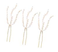 OFFIGAM 3pcs Bridal Pearl Hair Pins in Golden Alloy Eye-catching Visual Effect, Elegant Hair Accessories for Wedding and Party Hairstyles