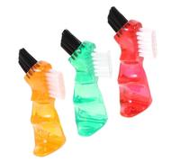 OFFIGAM 3Pcs Creative Small Double-Ended Denture Brush Portable Household Cleaning Tool for False Teeth Care Practical Mini Toothbrush in Red Orange Green