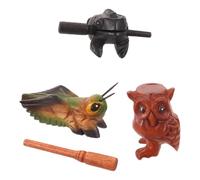 OFFIGAM 3pcs Handheld Wooden Guiro with Sticks Frog Cricket Owl Animal Percussion Instruments Compact Educational Musical Tools for Beginners Natural Latin American