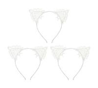 OFFIGAM 3pcs Lace Cat Ear Headbands Lightweight Decorative Hair Bands for Women and Fits Comfortable Party Accessories for Costume Wedding Birthday Stage Performance