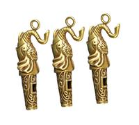 OFFIGAM 3pcs Mini Copper Elephant Shaped Outdoor Survival Whistles Emergency Whistle Keychain Pendant for Camping Hiking Car Accessories