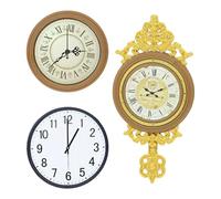 OFFIGAM 3pcs Miniature Dollhouse Wall Clock Retro European Style Vintage Pendulum Decorative Accessories for Living Bedroom Dollhouse Scene