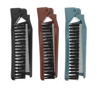 OFFIGAM 3pcs Portable Travel Folding Combs with Dual-sided Roundtipped Teeth, Compact Plastic Design for Easy Hair Styling and Minimizing Pulling or Breakage, for On-the-go Styling