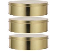 OFFIGAM 3pcs round Tinplate Cookie Tin with Lid for Candy and Chocolates, Golden Multi-functional Sealing Storage Box for Holiday Snacks and Kitchen Organization