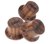 OFFIGAM 3pcs Wooden Guitar Knob Set Zebra Wood Volume and Tone Control Knobs for Electric Guitar and Bass Easy to Install Potentiometer Caps Replacement