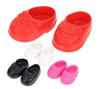 OFFIGAM 4 Pairs Miniature Doll Shoes for Adorable Flat Shoes Black White Red Pink Accessories for Doll Mini House Decoration Wear Resistant