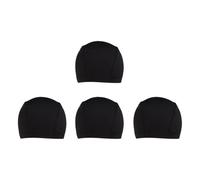 OFFIGAM 4 Pcs Wig Stretch Dome Caps for Wig Making and Hip Hop Activities, Black Spandex and Polyester Hair Nets, Breathable Design that Prevents Breakage, Suitable for Curler