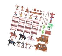 OFFIGAM 43pcs Western Cowboy Wagon Model Miniature Simulation Figures Decorative Character Models for Collection Role-playing Teaching and Garden Display