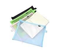 OFFIGAM 4pcs A4 Nylon Mesh Zipper File Bags Portable Pencil Pouches with Sturdy Material and Secure Closure for Office and School Supplies Organising