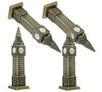 OFFIGAM 4pcs Alloy London Clock Tower Statue Decorative Building Model for Bookstore and Cafe Handmade Vintage Style England Souvenir Table Ornament