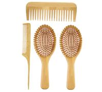 OFFIGAM 4Pcs Bamboo Scalp Massage Comb with Wide Comb Comfortable Smooth Texture Hair Massage Brushes for Home Use Handmade Design Promotes Circulation and Relieves
