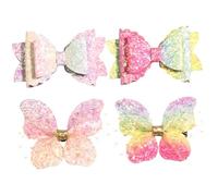 OFFIGAM 4pcs Butterfly Hair Clips for Girls Small Fabric Hair Barrettes for Children Daily Wear
