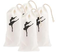 OFFIGAM 4pcs Canvas Ballet Dance Shoe Bag with Drawstring Design, Lightweight Ballet Drawstring Bag for Little, for Storing Pointe Shoes and Dance Accessories