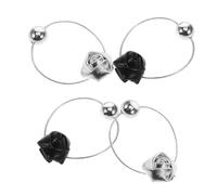 OFFIGAM 4pcs Elegant Floral Hair Ties Rose Elastic Bands for Women Versatile Ponytail Holders Sophisticated Pu Design for Formal Casual Styles