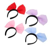 OFFIGAM 4pcs Extra Large Bow Headband Bowknot Hairband, Cloth, Oversized, Comfortable All-day Wear, Secure Fit, for Teens and Adults, Cosplay and Birthday Party Decoration