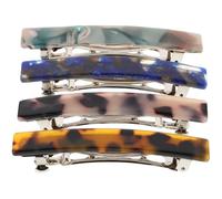 OFFIGAM 4pcs French Style Acetate Spring Hair Clips Tortoise Shell Metal Barrettes Medium Size Cute Hair Pins for Women Accessories