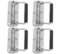 OFFIGAM 4pcs Heavy Duty Spring Loaded Folding Industrial Cabinet Pull Handle with Black Non-Slip Grip, Arc Shape Iron Carry Handle for Flight Case Hardware and Logistics Cases