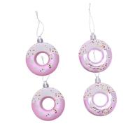 OFFIGAM 4pcs Pink Donut Dessert Pendant Ornaments Hanging Decorations for Christmas Tree Easter Birthday Party Home Supplies