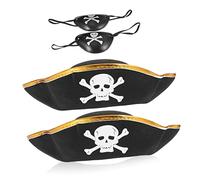 OFFIGAM 4pcs Pirate Hat and Eye Mask for Adults Pirate Accessories for Cosplay Halloween and Stage Performances Fun Captain Costume Props
