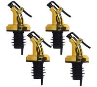 OFFIGAM 4pcs Press Type Electroplating Gold Oil Bottle Pourer Spouts Leakproof Nozzle Stopper for Olive Oil Vinegar Cooking Wine Kitchen Accessories