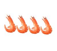 OFFIGAM 4pcs Realistic Fake Shrimp Model for Kitchen Decor PVC Simulated Seafood Props for Home Restaurant and Party Decoration