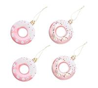 OFFIGAM 4pcs Rose Gold Donut Ornaments Set for Christmas Tree Artificial Dessert Hanging Decorations Reusable Party Garland for Birthday and Holiday Photography Props