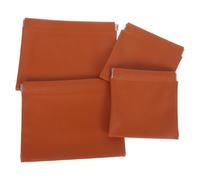 OFFIGAM 4pcs Small Pu Leather Jewelry Storage Bags with Automatic Closure, Easy Access Operation, Brown Self Closing Makeup Pouches for Daily Use and Desktop Decoration