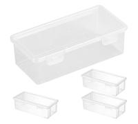 OFFIGAM 4pcs Stackable Pencil Boxes with Hinged Lid and Snap Closure Large Capacity Plastic Pencil Container for Office and School Stationery Organization
