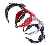 OFFIGAM 4Pcs Vintage Floral Bow Headbands for Women Elastic Knot Hair Accessories Comfortable Knotted Design for Stylish Everyday Wear for Any Outfit