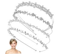 OFFIGAM 4pcs Wedding Hairband Rhinestone Pearl Hair Crown Bridal Headpiece for Bride Flower Girl Hair Accessory for Wedding Guest