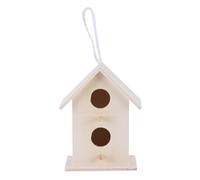 OFFIGAM 4pcs Wooden Bird Nest Set, Heart Shape Creative Wooden Birdhouse with Double-layer Two Holes and Lace Eave, Pendant and Garden Decoration for Flower Decoration and Party