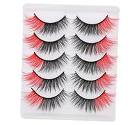 OFFIGAM 5 Pairs Colored Faux Eyelashes Half Eye Lashes Lightweight Natural Look False Eyelashes for Women Cosmetic Use with Storage Box