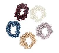 OFFIGAM 5 Pcs Pearl Elastic Hair Tie Set for Women and Girls Handmade Stretch Ponytail Holders Mixed Color Hair Accessories