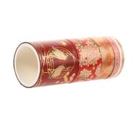 OFFIGAM 5 Rolls Chinese Style Decorative Crafting Tape with Foil Crane Pattern Each Vintage Adhesive Scrapbooking Stickers for DIY Art Projects Journals and Home Decor