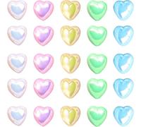 OFFIGAM 500pcs Heart Shaped Nail Decorations for DIY Nail Art and Phone Shells, Plastic Material with Assorted Colours, Fashionable Charming Pearls for Birthdays and Dance Random Color