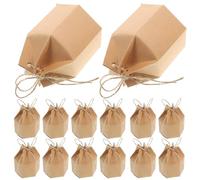 OFFIGAM 50pcs Hexagon Paper Candy Boxes with Lid Yellow Kraft Wedding Favor Boxes Party Snack Storage for Birthday Festival Packaging