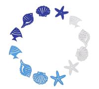 OFFIGAM 50pcs Mediterranean Ocean Style Wooden Nautical Decor Pieces, Compact and Portable DIY Craft Material with Shells Fish Snails Shapes, Blue Color, Lightweight 30 Grams, Assorted Style