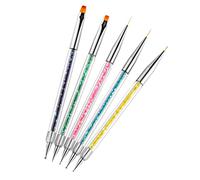 OFFIGAM 5pcs Double Ended Nail Art Line Drawing Pens for DIY Manicure Nail Brushes for Fine Painting Dotting and Pattern Design Suitable for Home and Professional Salon Use