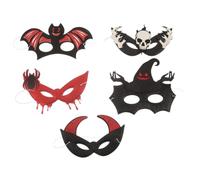 OFFIGAM 5pcs Halloween Half Face with Skull and Bat Patterns, Adjustable Fit Polyester Party Costume Accessory for Haunted Gatherings and Masquerade Events