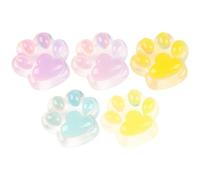 OFFIGAM 5pcs Luminous Cat Paw Resin Charms for DIY Phone Case Decor Vibrant Colors Adorable Design Unique Craft Accessories for Hairpins and Crafts