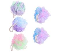 OFFIGAM 5pcs Mesh Shower Poufs Bath Sponge with Soft Texture and Creative Design Exfoliating Loofah for Men and Women Bathing Accessories for Shower and Bathroom Random Color