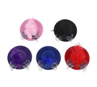 OFFIGAM 5Pcs Mini Doll Hats Set Miniature Tiny Top Hats in Blue Pink Black Red and Purple for Doll Accessories Tea Party Decor and Craft Ornaments