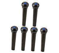 OFFIGAM 6 Pieces Guitar Bridge Pins with Blue Cat Eye Inlay Black Plastic String Fixing Pegs for Acoustic Guitar Bridge Replacement Clips and Maintenance