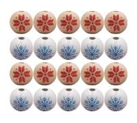OFFIGAM 60pcs Wooden Christmas Loose Beads with Snowflake Pattern, Smooth Surface Easy to Use Spacer Beads for Making Handmade Crafts and Christmas Craft Projects