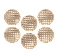 OFFIGAM 6pcs 5cm Round Cross-Stitch Wooden Chip Pendants DIY Wood Ornaments Blanks for Crafting, Bookmarks, and Clothing Tags Suitable for Embroidery and Handmade Decorations