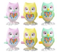 OFFIGAM 6pcs Creative Wind Up Owl Clockwork Playthings for Safe No Battery Design Fun Owl Model for Boys for Year and Parties Random Color