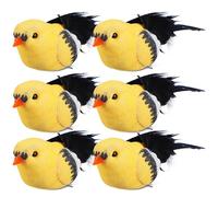 OFFIGAM 6pcs Decorative Bird Models Clip-on Yellow Foam Birds with Lifelike Realism and Rustic Charm Lightweight Hanging Ornaments for Gardens Outdoor Décor